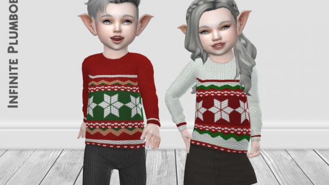 IP Toddler Christmas Knit Jumper for The Sims 4