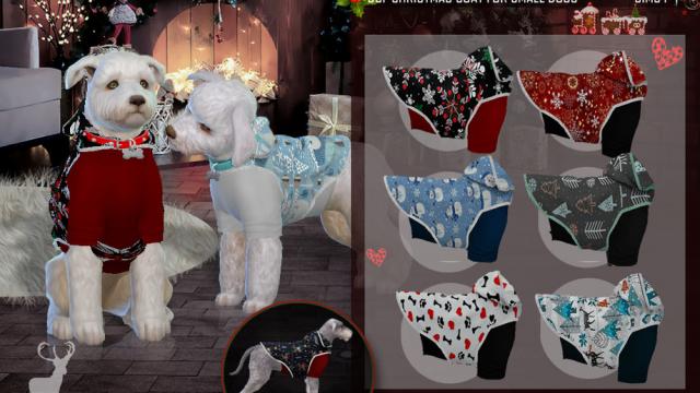 DSF CHRISTMAS COAT FOR SMALL DOGS для The Sims 4