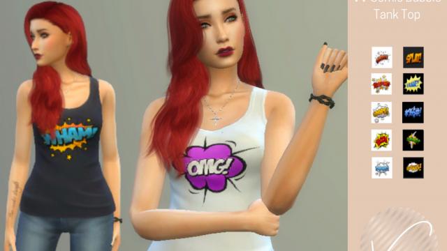 VV Comic Bubble Tank Top for The Sims 4