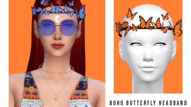 Boho Butterfly Headband for The Sims 4