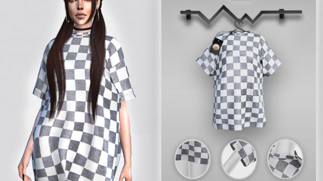 White Checkerboard Dress BD424