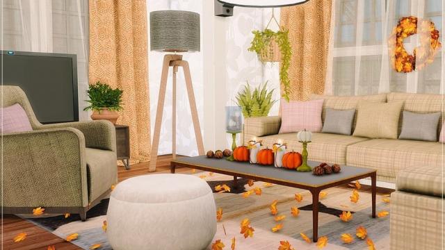 Fallen Leaves - Living Room для The Sims 4