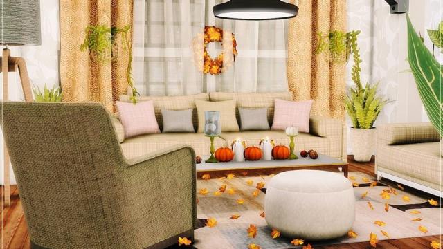 Fallen Leaves - Living Room для The Sims 4