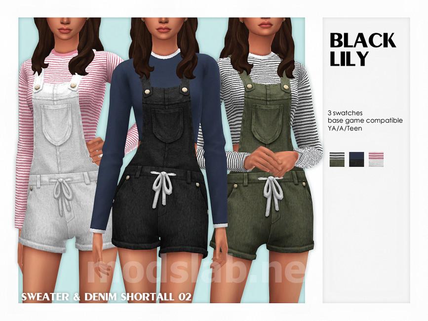 Download Sweater & Denim Shortall 02 for The Sims 4