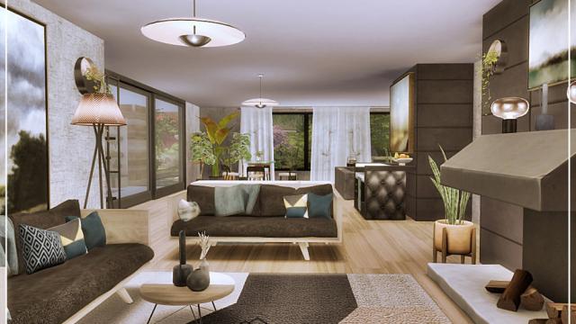 Deluxe-livingroom для The Sims 4