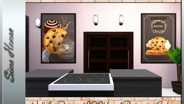 Wall art paintings MENU and Posters for Bakery and Cafe for The Sims 4