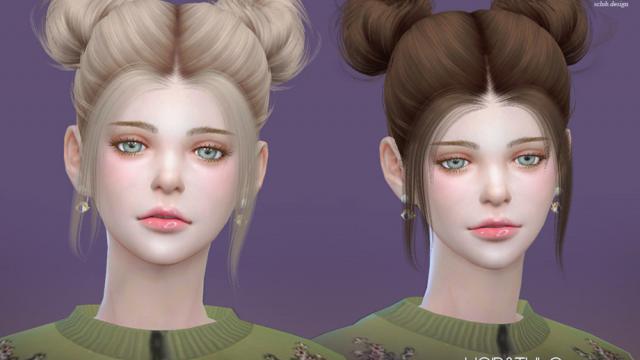 sclub ts4 hair double-buns2 n45 for The Sims 4