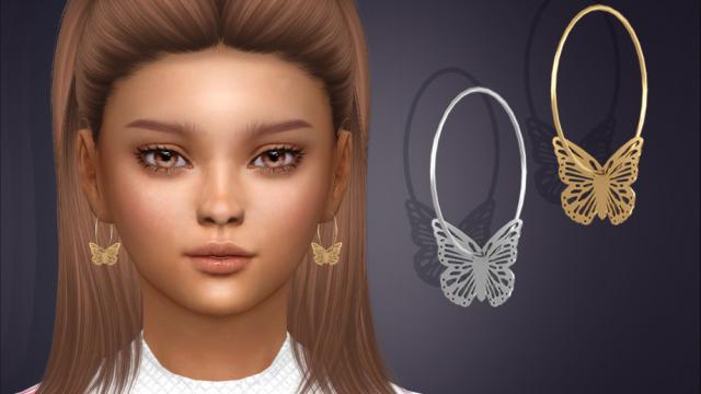 Butterfly Pendant Hoop Earrings For Kids