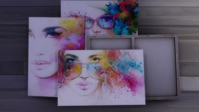 Watercolour Portraits Canvases for The Sims 4