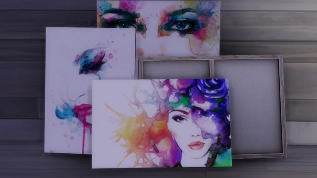 Watercolour Portraits Canvases for The Sims 4