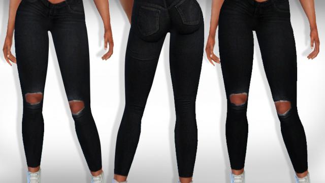 Female Black Ripped Jeans