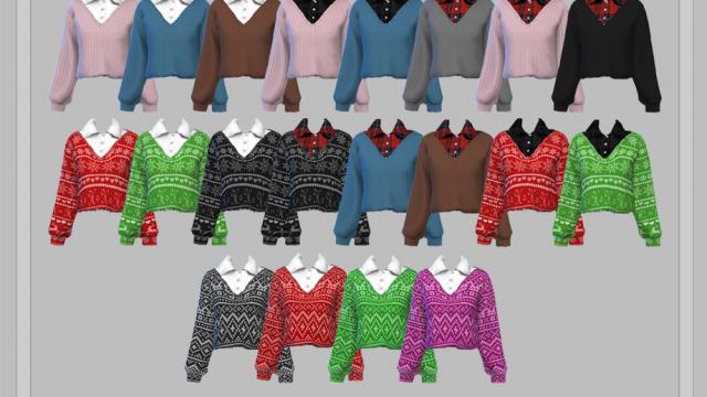 Holiday Sweater With Shirt for The Sims 4