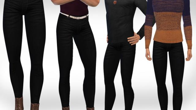 Male Sims Black Jeans With Belt