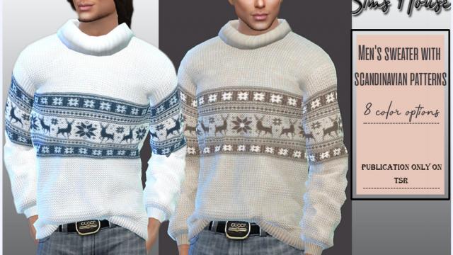 Men's sweater with scandinavian patterns