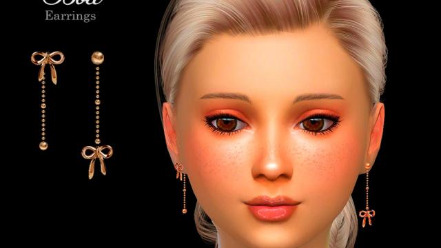 [Suzue] Bow Child Earrings for The Sims 4