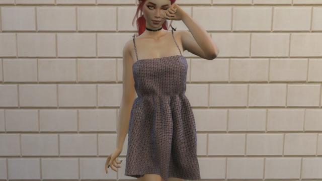 Ruched Bow Dress для The Sims 4