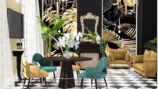 Fiora living/dining room furniture для The Sims 4