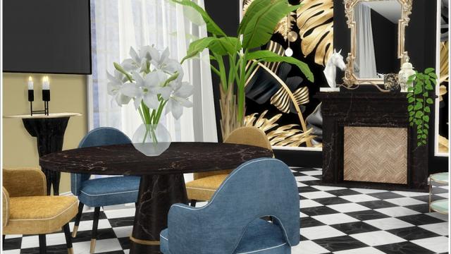 Fiora living/dining room furniture для The Sims 4