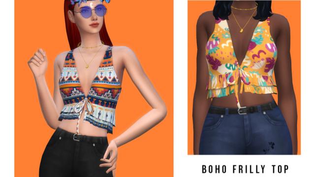 Топ Boho с оборками / Boho Frilly Top для The Sims 4