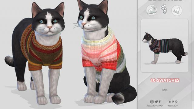 Winter Sweater for Cats 01 for The Sims 4