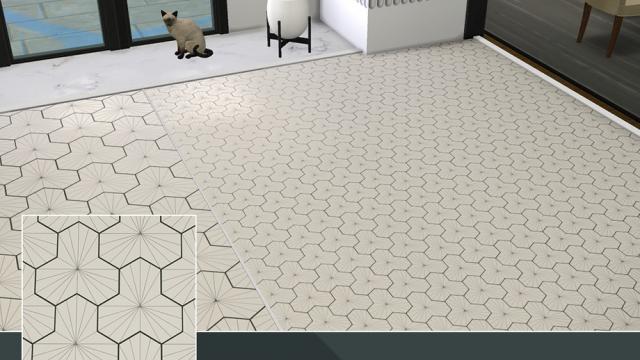 Modern Porcelain Sunburst Floor Tiles for The Sims 4