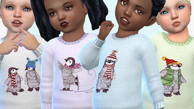 Knitted Penguin Sweater - Needs EP Cats & Dogs для The Sims 4