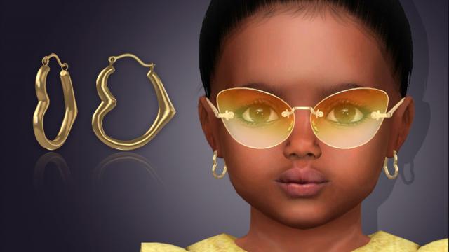 Thick Heart Hoop Earrings For Toddlers для The Sims 4