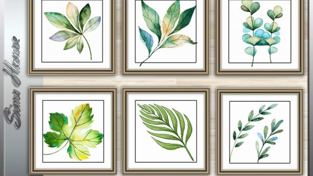 Wall Art Green Leaves for The Sims 4