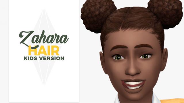 Zahara Hair for Kids для The Sims 4