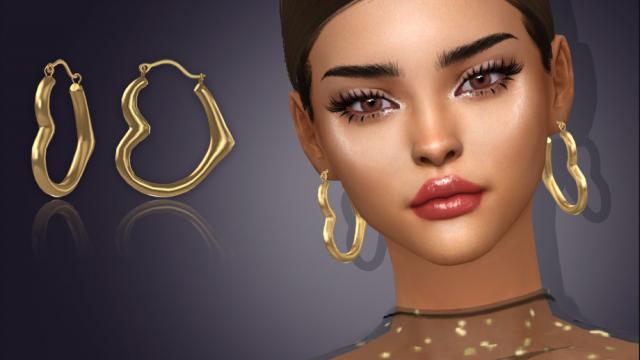 Thick Heart Hoop Earrings for The Sims 4