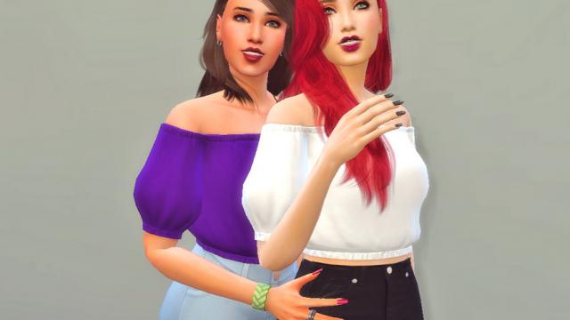 VV Off-Shoulder Crop Top - Dark for The Sims 4