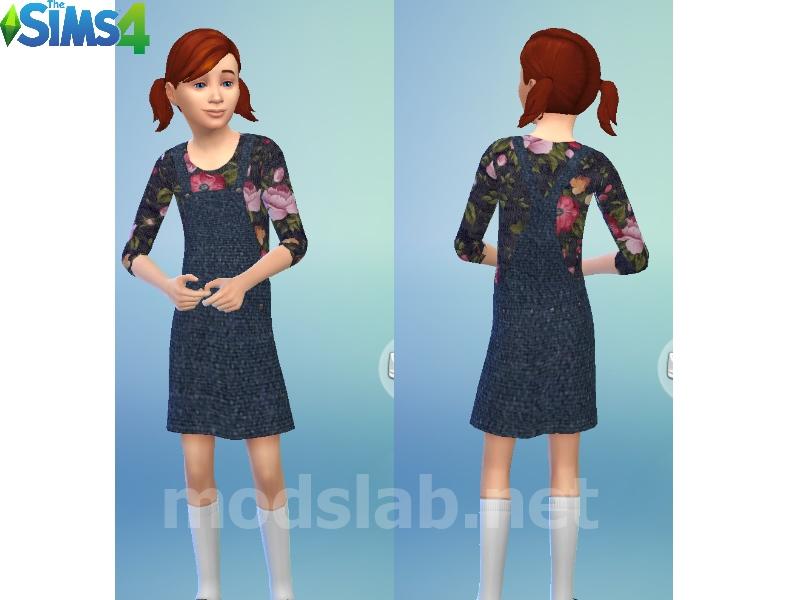 Download Cute Denim Dress For Girls for The Sims 4