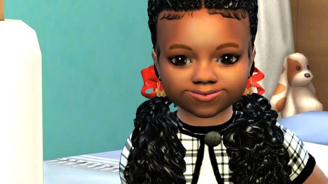 Wavy Goddess Pigtails - Toddler Base Compatible for The Sims 4