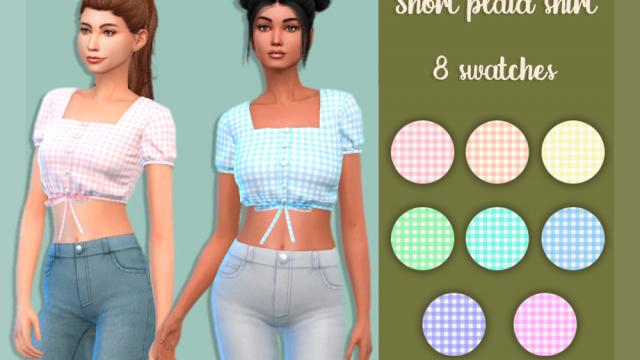 Short plaid shirt for The Sims 4