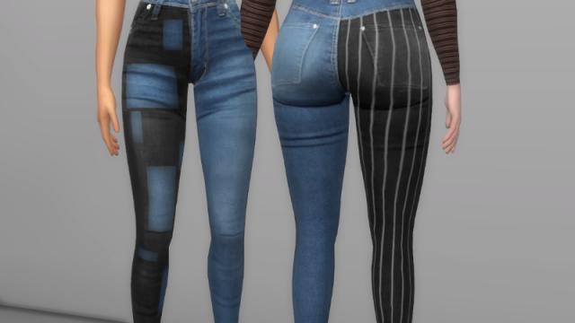 Two Tone Denim Jeans for The Sims 4