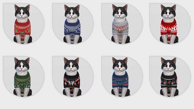 Holiday Wonderland - Christmas Sweater for Cats for The Sims 4