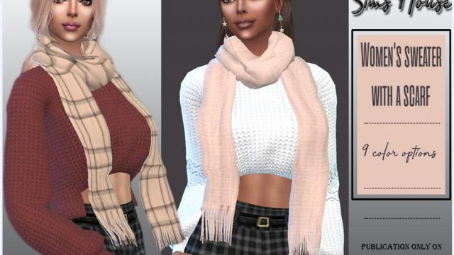 Women's sweater with a scarf