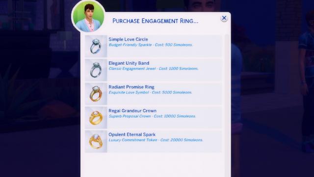 Purchase Engagement Rings for The Sims 4