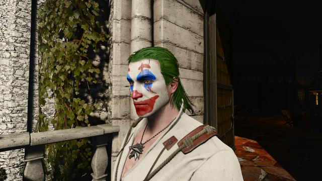 Geralt With Joker Makeup for The Witcher 3