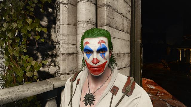 Geralt With Joker Makeup for The Witcher 3