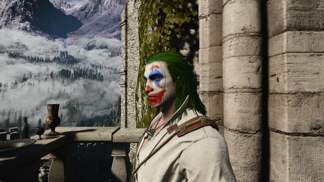 Geralt With Joker Makeup for The Witcher 3