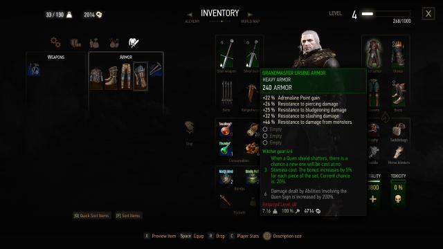 No level requierement for Witcher gear for The Witcher 3