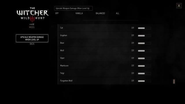 Upscale Weapon Damage when Level Up for The Witcher 3 Next Gen