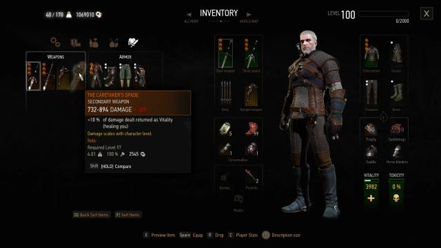 Upscale Weapon Damage when Level Up for The Witcher 3 Next Gen